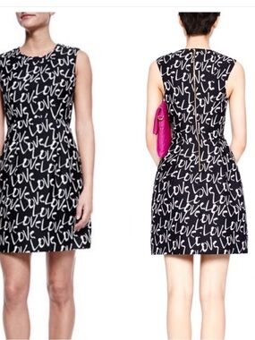 kate spade Black and White 'LOVE' Print Sleeveless Shift Dress